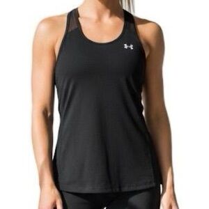 Under Armour Black HeatGear Racerback Mesh Tank Top Fitted Workout‎ Run XS
